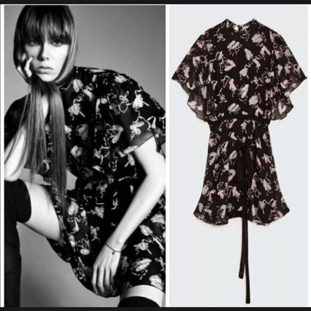✨ZARA STUDIO BALLET PRINT RUFFLE SZ XS/S DRESS✨ - Picture 4 of 11